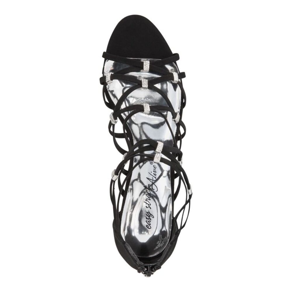 EASY STREET Womens Black Caged Detail Nightingale Kitten Heel Sandals 5.5 - Picture 3 of 4